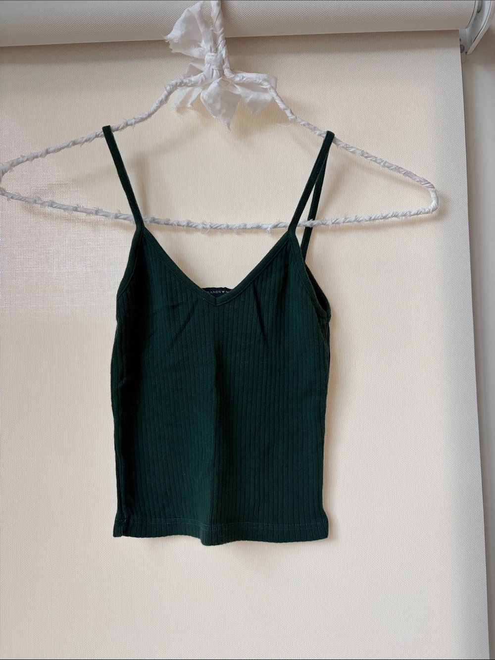 Brandy Melville Dark Green Ribbed Spaghetti Strap Camisole
